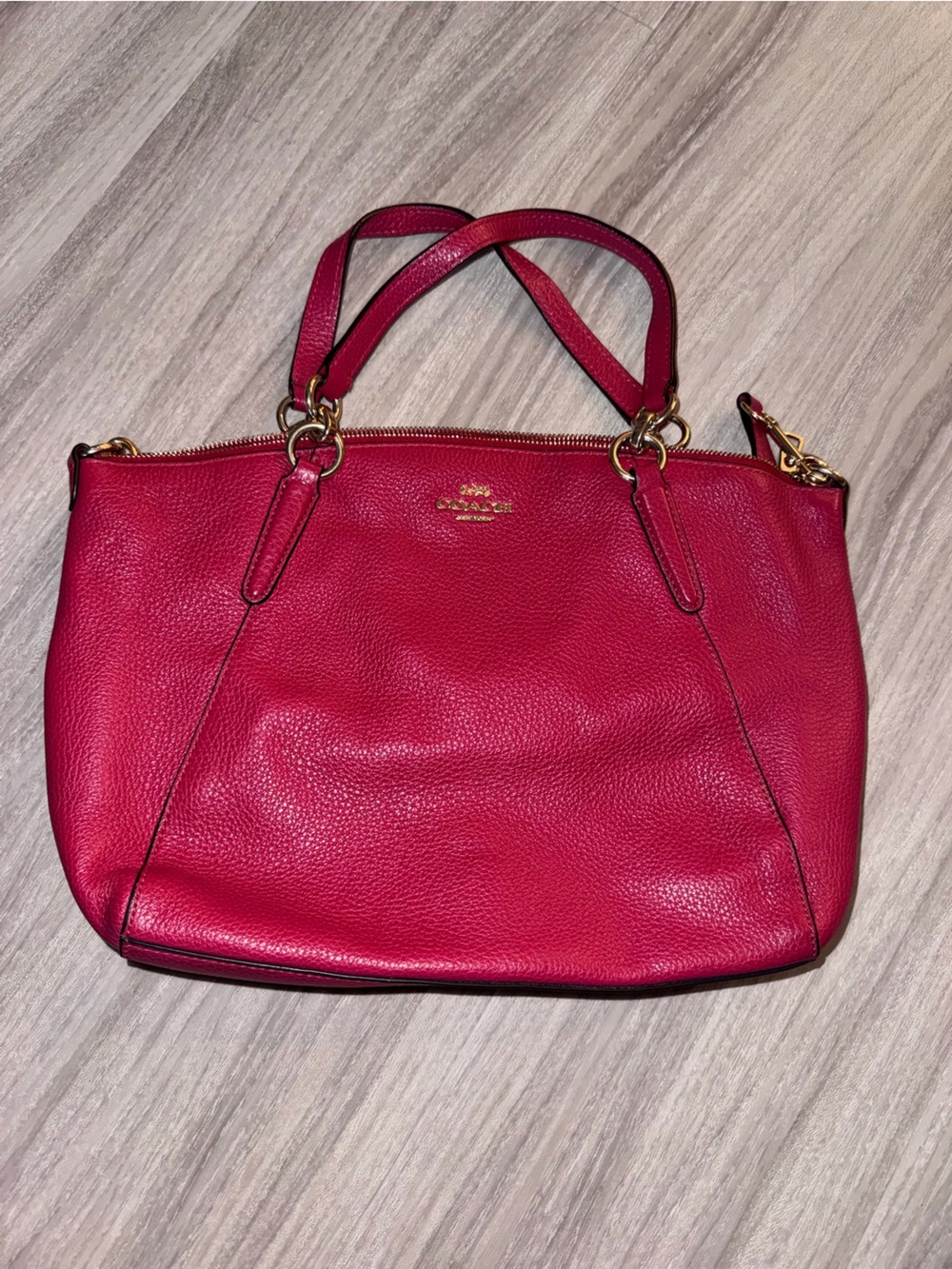 Coach Pebbled Leather Shoulder Bag in Red